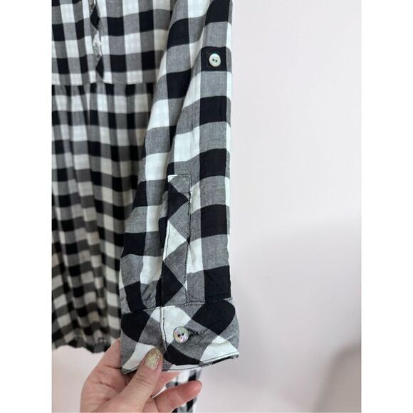 J. Jill Buffalo Check Plaid Dress Roll Tab Sleeves Sz S - Picture 6 of 6